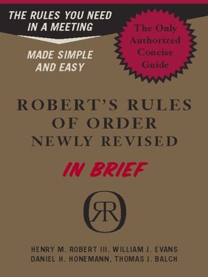 cover image of Robert's Rules of Order Newly Revised In Brief